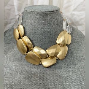 Fashion Jewelry Gold and Clear Necklace